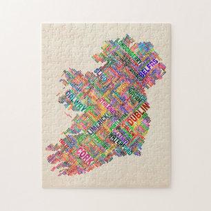Karta för Irland Eire stadstext Pussel