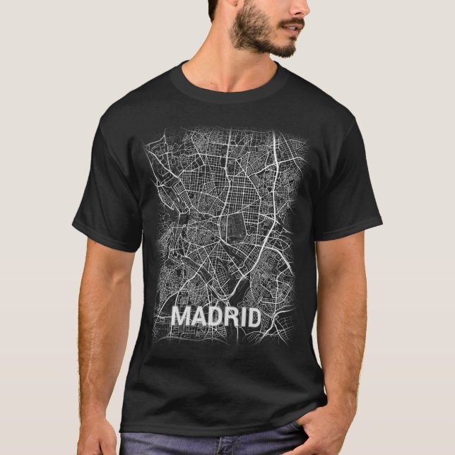 Karta för Madrid centrostad (det STORA TRYCKET) T Shirt (Framsida)