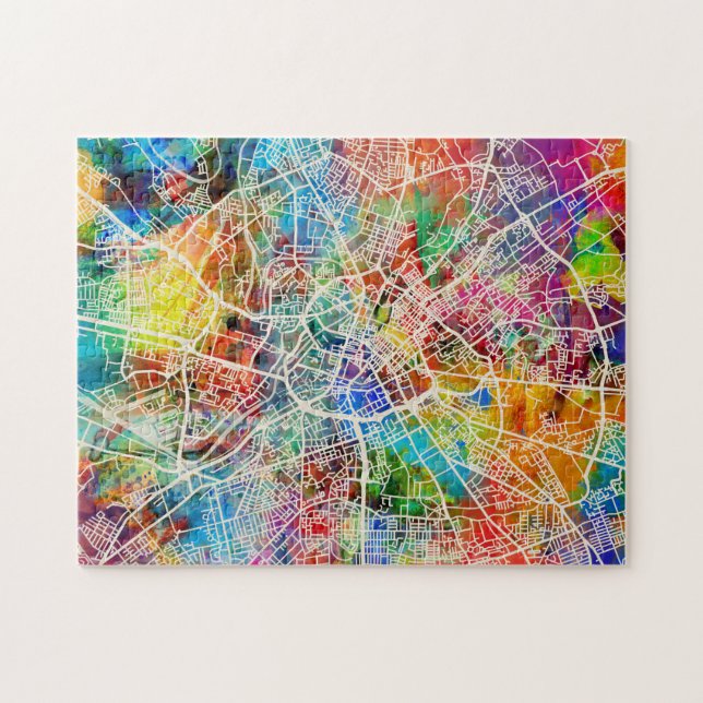 Karta för Manchester England gatastad Pussel (Horisontell)