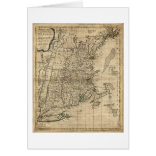 Karta för New England revolutionär krigEra (1776 Hälsningskort