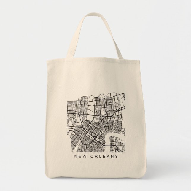 Karta för New Orleans mörk design för Minimalist Tygkasse (Framsidan)