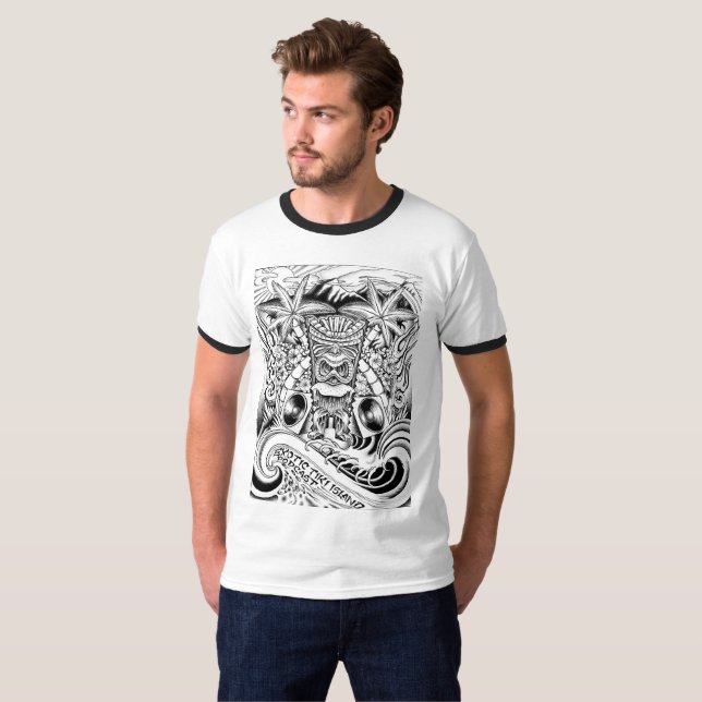 Karta för officiell 2017 av exotiska Tiki ömanar T-shirt (Hel framsida)