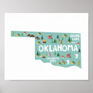 Karta för Oklahoma symbolsLandmarks Poster