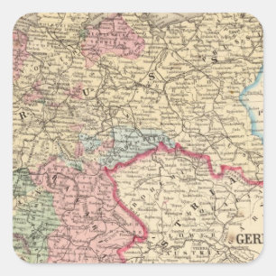 Karta för Prussia tyskstater av Mitchell Fyrkantigt Klistermärke