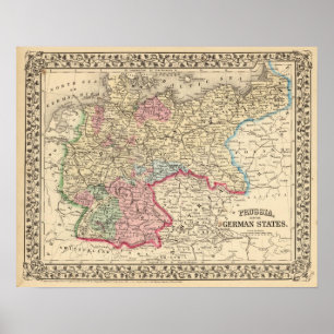 Karta för Prussia tyskstater av Mitchell Poster