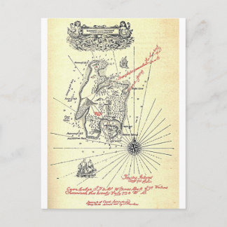 Karta för Robert Louis Stevensons skattö Vykort