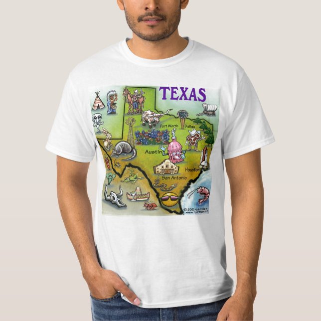 Karta för tecknad för TX-backeland T-shirt (Framsida)