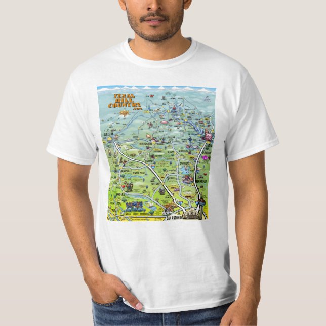 Karta för tecknad för TX-backeland Tee (Framsida)