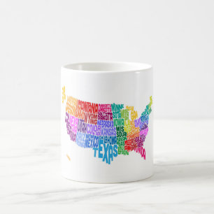 Karta för United States typografitext Kaffemugg