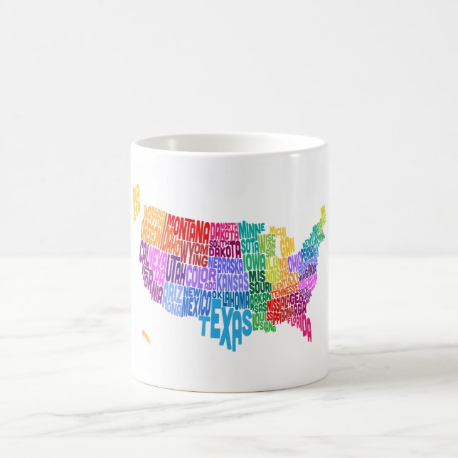 Karta för United States typografitext Kaffemugg (Center)