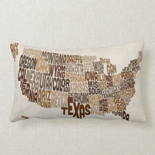 Karta för United States typografitext Lumbarkudde