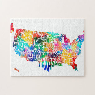 Karta för United States typografitext Pussel