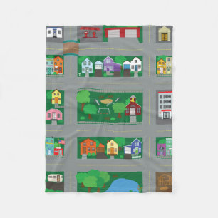 Karta för väg för leksakbilTown Fleecefilt