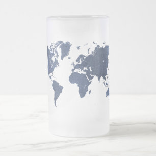 Karta för värld för blåttsprejmålning frostat ölglas