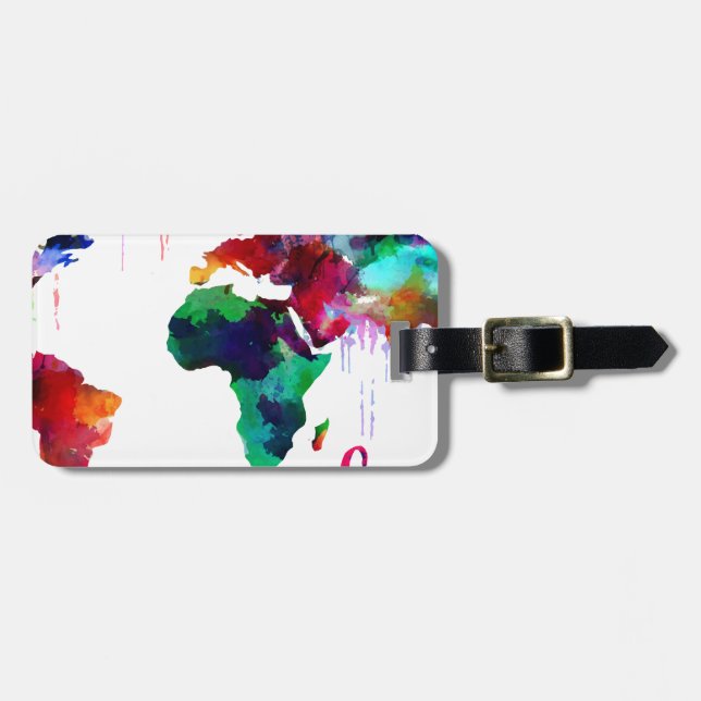 Karta för vattenfärgWanderlustvärld Bagagebricka (Horisontell Framsida)