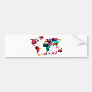 Karta för vattenfärgWanderlustvärld Bildekal