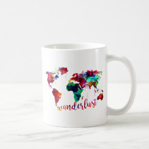Karta för vattenfärgWanderlustvärld Kaffemugg