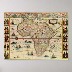 Karta för vintage1660'safrika poster