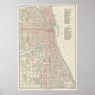 Karta för vintageChicago järnväg (1893) Poster