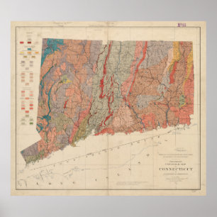Karta för vintageConnecticut geologi (1906) Poster