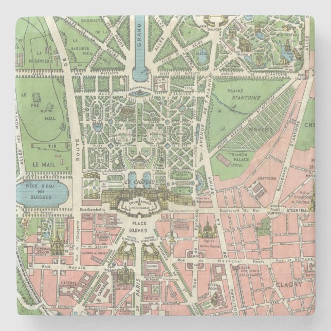 Karta för vintagefranskVersailles illustration Stenunderlägg (Framsidan)