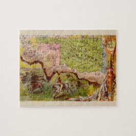 Karta för vintageOklahoma bildmässig indisk Pussel