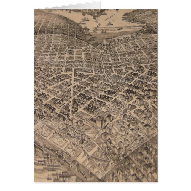 Karta för vintageSeattle hjärta (1905) Hälsningskort (Framsidan)
