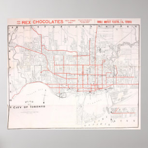 Karta för vintageToronto Streetcar (1912) Poster