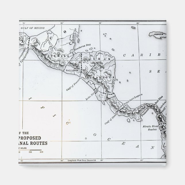 Karta föreslagna isthmiankanalvägar magnet (Framsidan)