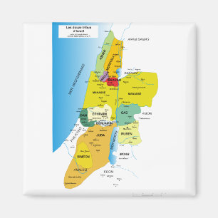 Karta från 1200 till 1050 A av Israels tolv stamm Magnet