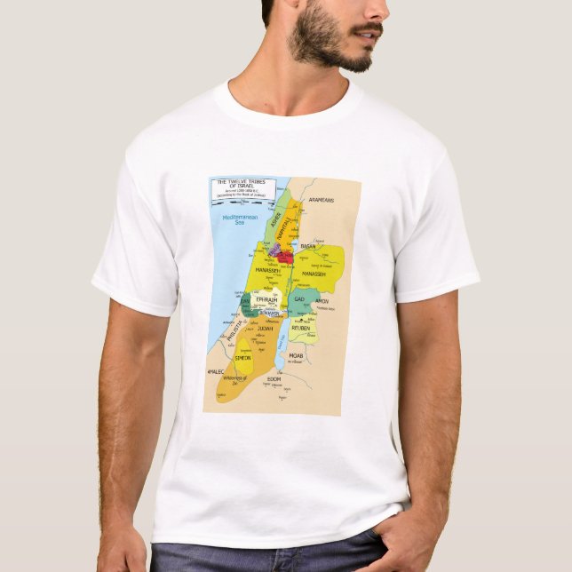 Karta från 1200 till 1050 av Israels tolv stammar T Shirt (Framsida)