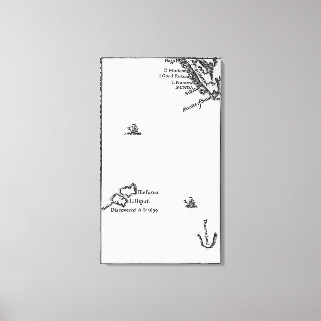 Karta från Lilliput och Blefuscu Canvastryck (Framsida)