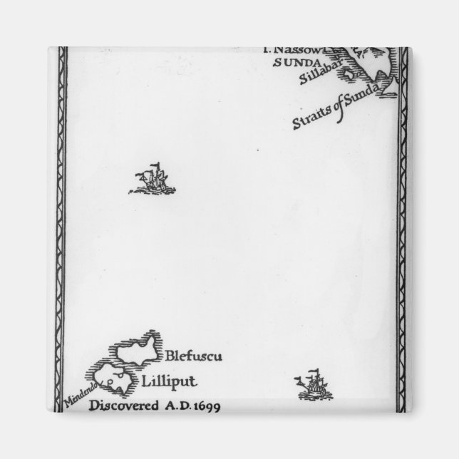 Karta från Lilliput och Blefuscu Magnet (Framsidan)