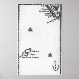 Karta från Lilliput och Blefuscu Poster
