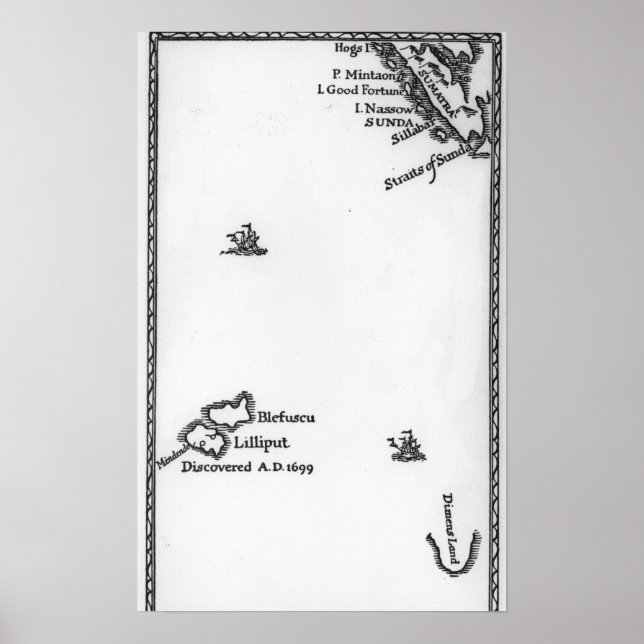 Karta från Lilliput och Blefuscu Poster (Framsidan)