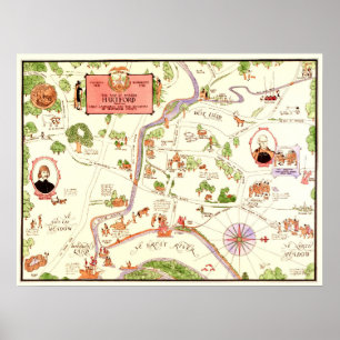 Karta från pionjär Hartford, CT på 1600-talet Poster
