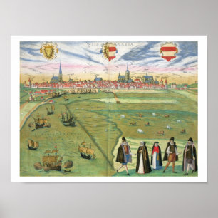 Karta från Wilnis, från "Civitates Orbis Terrarum" Poster