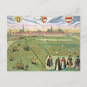 Karta från Wilnis, från "Civitates Orbis Terrarum" Vykort