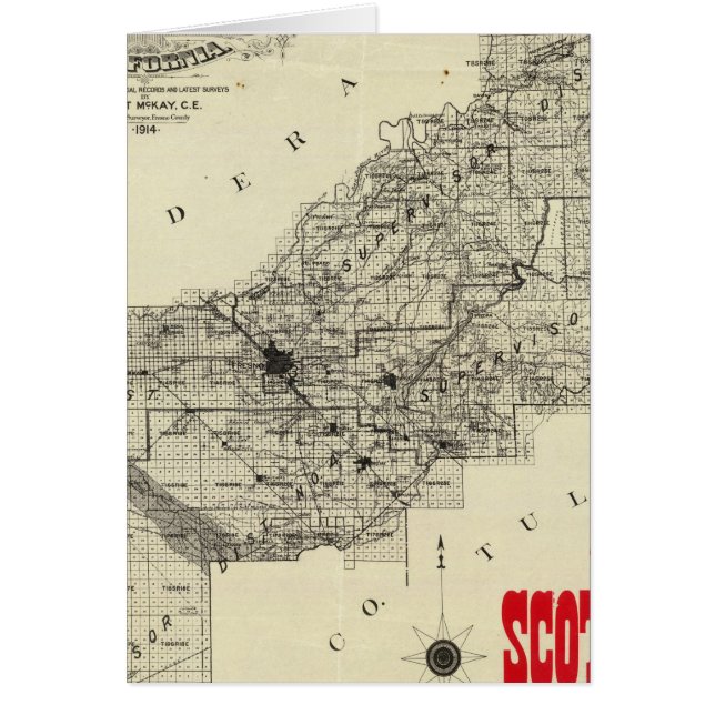 Karta Fresno County, Kalifornien Hälsningskort (Framsidan)