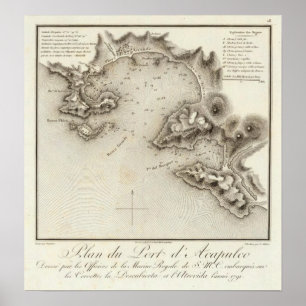 Karta hamn i Acapulco Poster