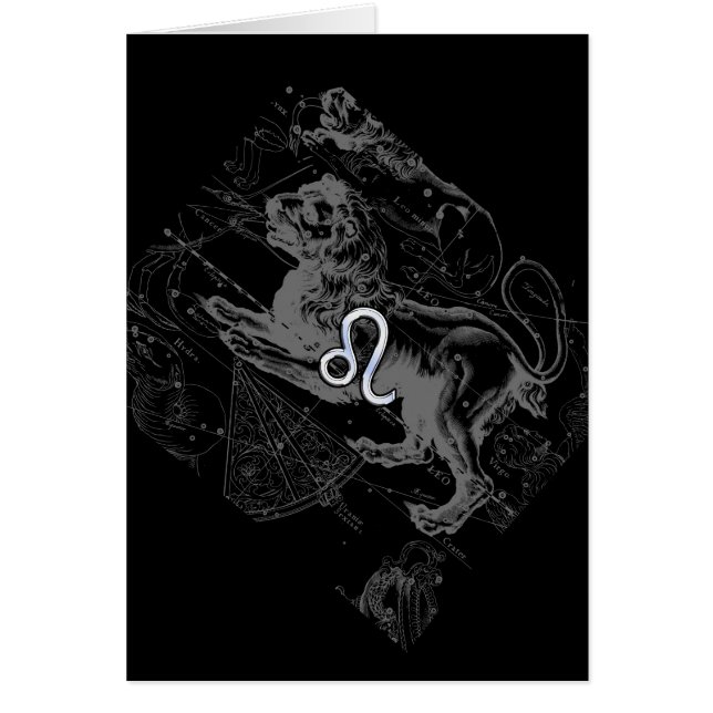 Karta Hevelius 1690 för kromstilLeo Zodiac Hälsningskort (Framsidan)