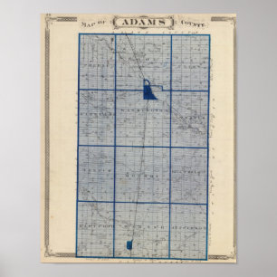 Karta i Adams County Poster