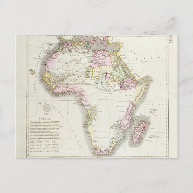 Karta i Afrika, 1821 Vykort (Framsida)