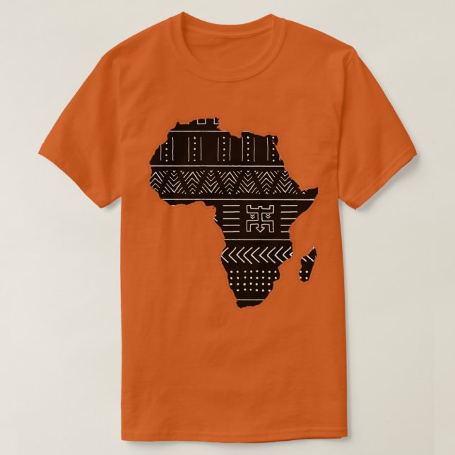 Karta i Afrika Afrika Ethnic Mönster Black and Whi T Shirt (Design framsida)