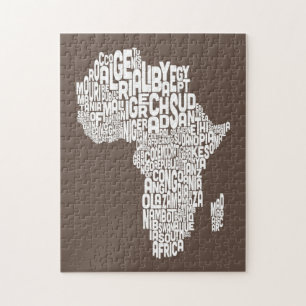 Karta i Afrika Karta Text Art Pussel