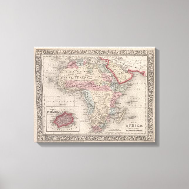 Karta i Afrika med St Helena Canvastryck (Framsida)