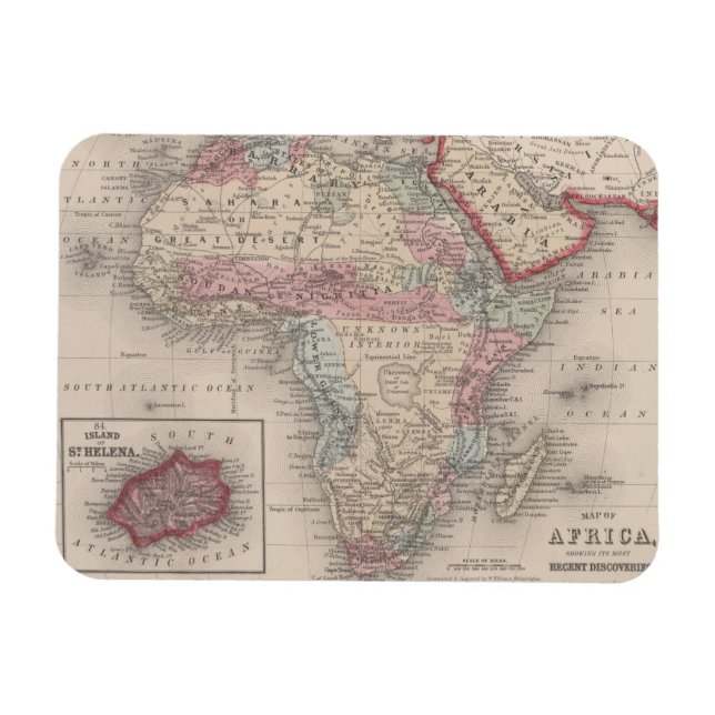 Karta i Afrika med St Helena Magnet (Horisontell)