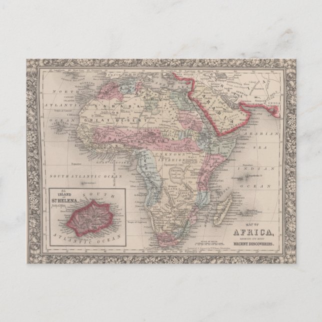 Karta i Afrika med St Helena Vykort (Framsida)