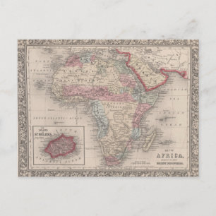 Karta i Afrika med St Helena Vykort