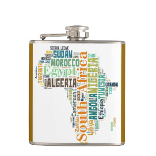 Karta i Afrika Ord Art-kolv Fickplunta